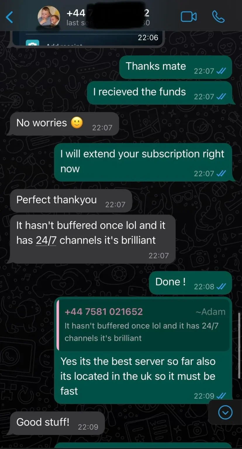 Prime IPTV subscriber sharing a five-star experience