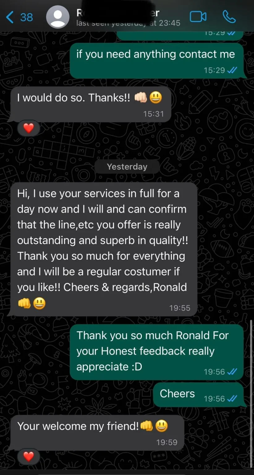 Prime IPTV customer testimonial confirming reliable streaming