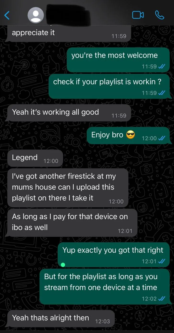Real Prime IPTV customer review screenshot